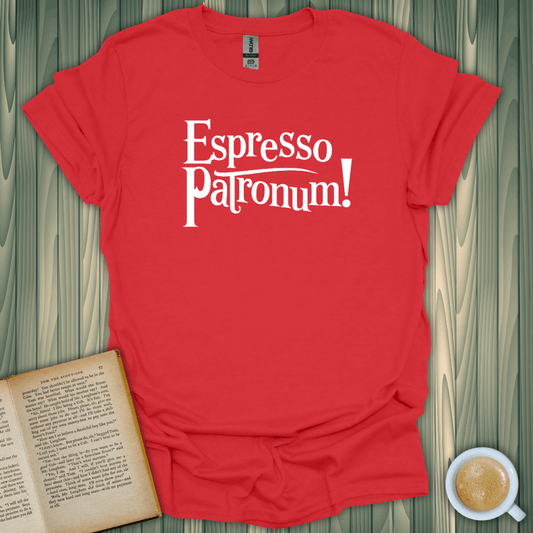 Espresso Patronum! T-Shirt in red, perfect for book lovers, made of breathable cotton, designed for comfort.