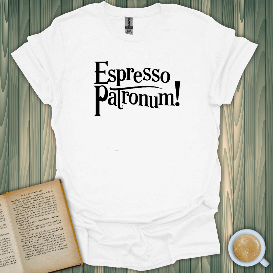 Espresso Patronum! T-Shirt for book lovers, featuring premium design on soft, breathable cotton fabric.