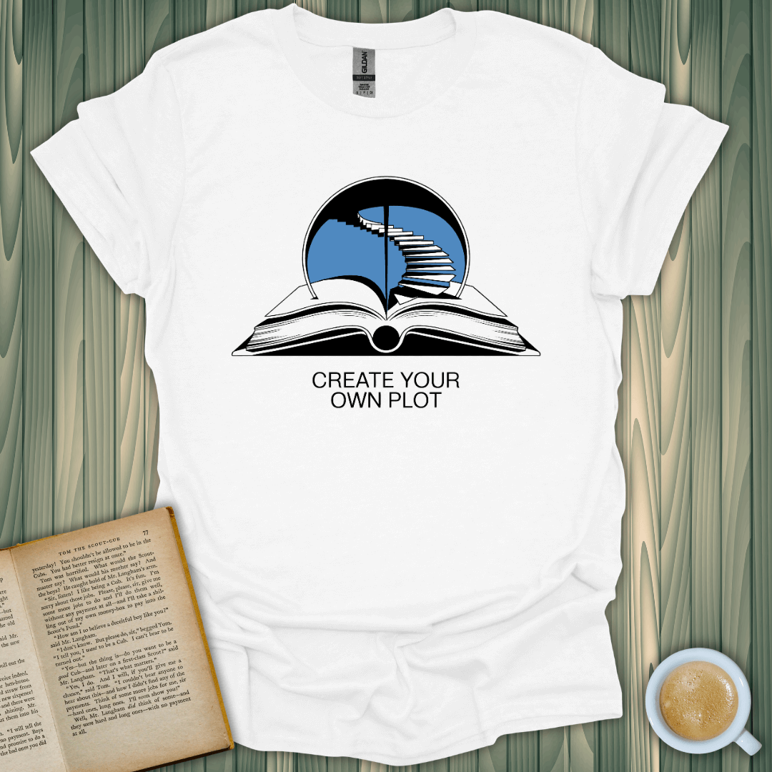 Create Your Own Plot T-Shirt for book lovers, 100% cotton, unisex fit, premium screen-printed design.